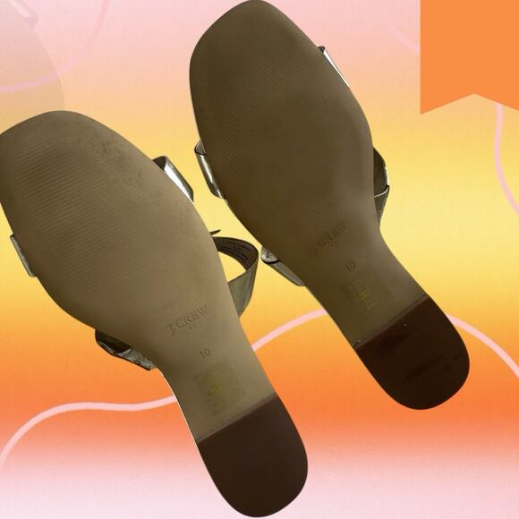 J Crew Sandals Womens 10 Double Knot Metallic Gold Beach Slides Flats EUC - Picture 7 of 8